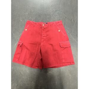 Vintage 80’s Polo Ralph Lauren Men’s Cargo Shorts Red Size 36 Button Fly‎